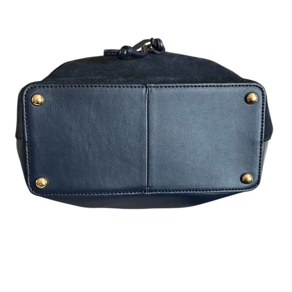 Talbots Navy Blue Suede Drawstring Bucket Bag Crossbody Hand Bag - Picture 7 of 10